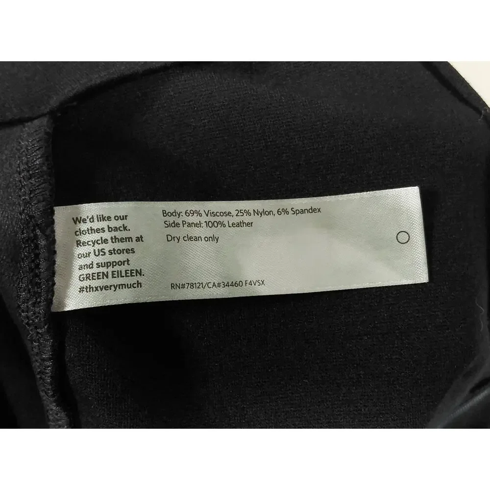 Eileen Fisher Leather Knit Pencil Knee Length Stretch Skirt Women Size L